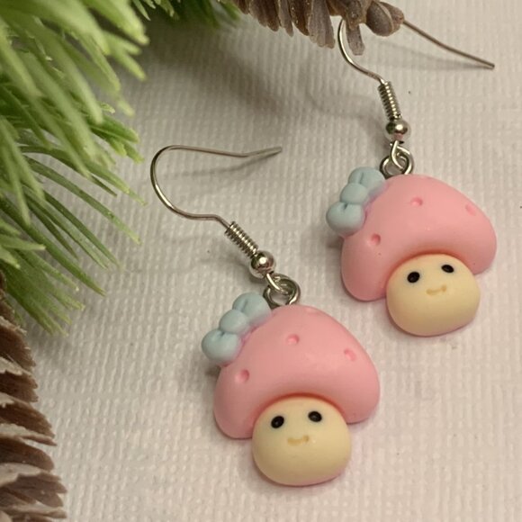 Mushroom Earring, Mario Earring, Funny Food Earring, Food Jewelry, Princess - Picture 6 of 7